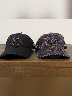 2 Official LA Rams NFL New Era Black Caps